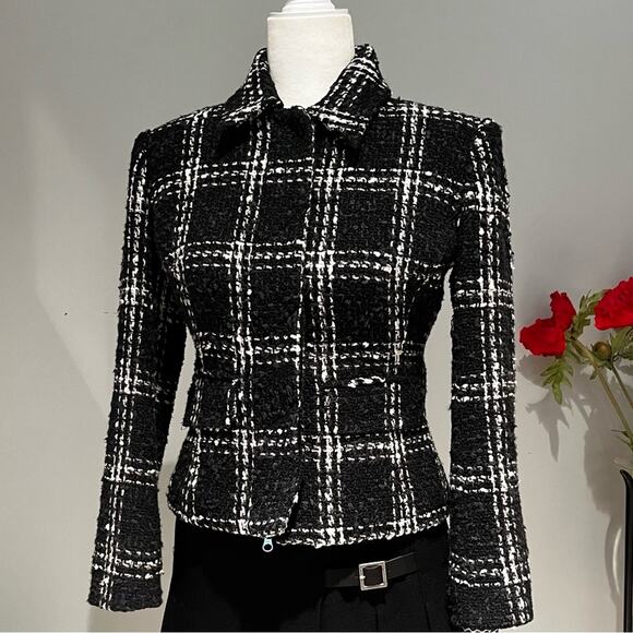 NEW Body Victoria's Secret Wool Windowpane Timeless Classic Plaid Blazer Jacket - Picture 15 of 16